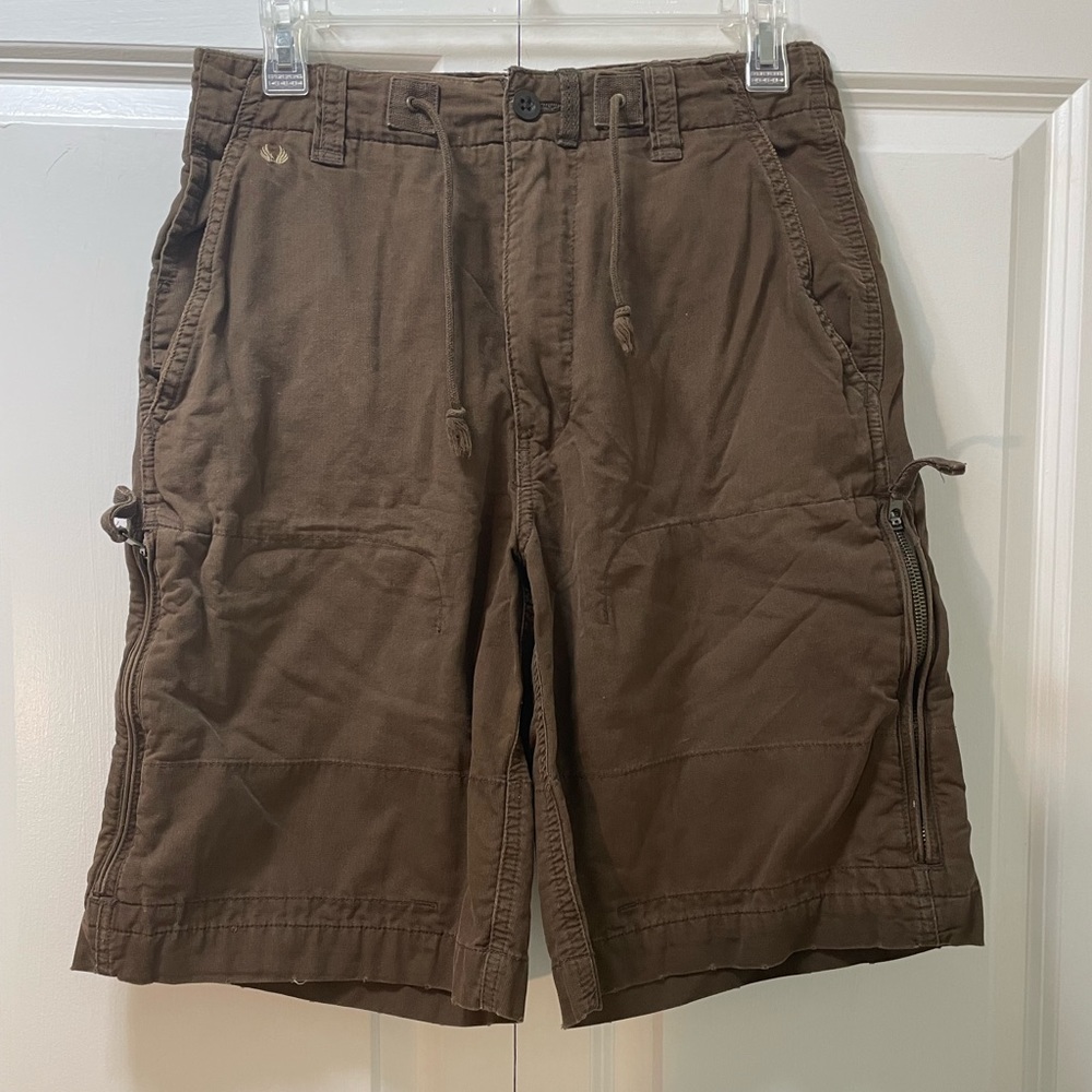 American Eagle Outfitters Size 28 Flat Front Cargo Shorts, Big Side Zip Pockets